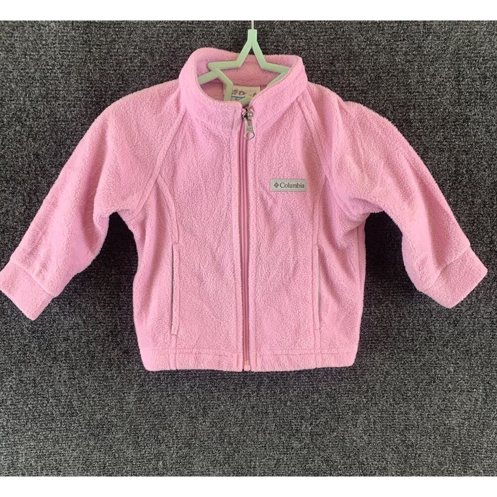 Columbia Toddler Girl Fleece Jacket Full Zip Long Sleeve Pockets Pink Size 6-12
